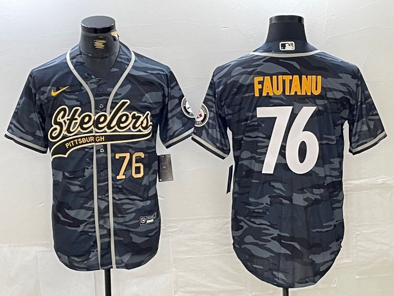 Men Pittsburgh Steelers #76 Fautanu Camo Joint Name 2024 Nike Limited NFL Jersey style 2